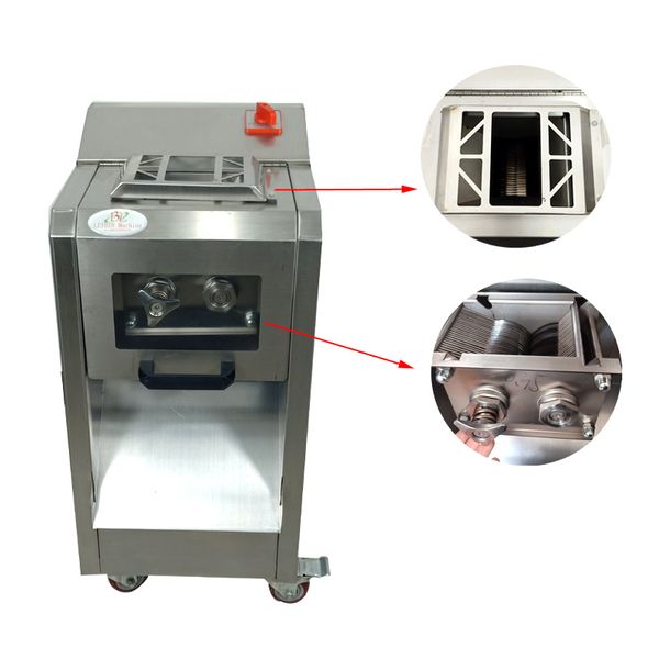 Máquina de fatizador de carne de aço inoxidável para restaurante cafeteria Hotel Equipamento de processamento de carne Comercial Fledding Dicing Cutter 110V 220V