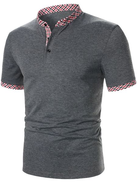 

men plaid print stand collar polo shirt a4rg#, White;black