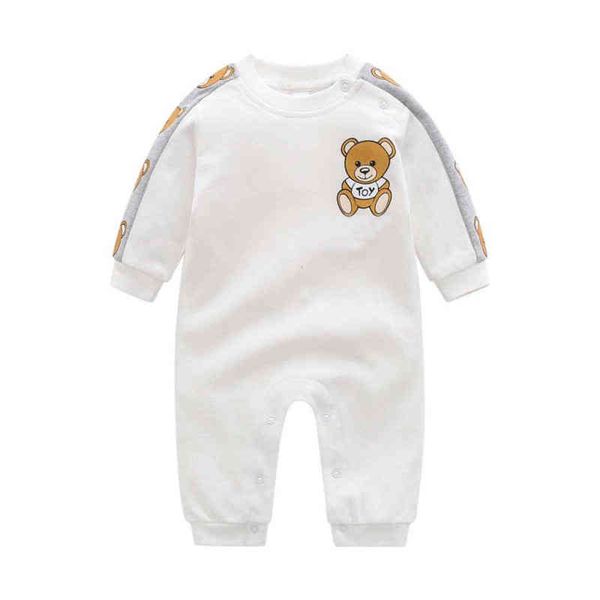

new arrival spring autumn fashion brand style baby clothes boy girls printed bear cotton toddler newborn baby romper 0-24 months g220510, Blue