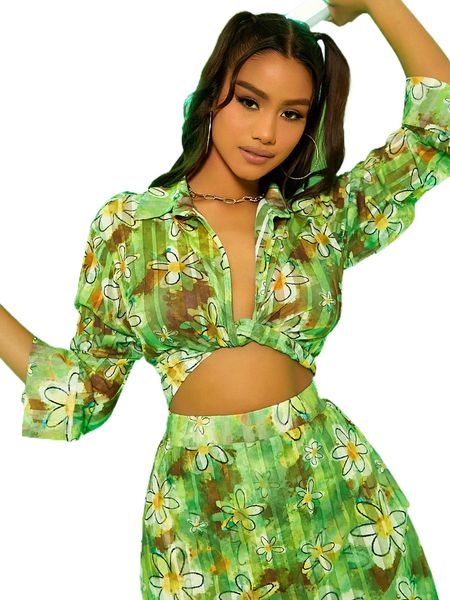 

f.loral print t.ie f.ront b.louse k7nm#, White