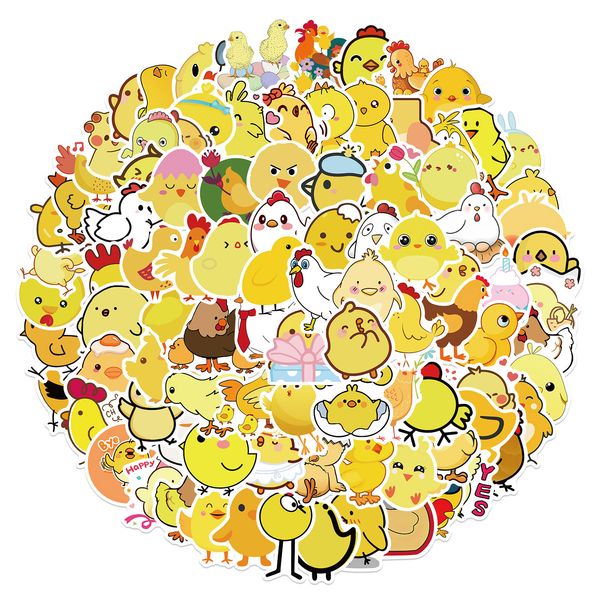 

new 100pcs cartoon cute yellow chick graffiti stickers diy fridge lapguitar luggage waterproof sticker decal kids classic toys
