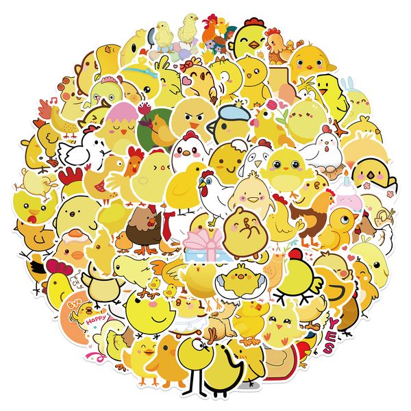 New Sexy 100PCS Cartoon Cute Yellow Chick Graffiti Stickers DIY Frigo Laptop Guitar Bagagli Adesivo impermeabile Decal Kids Classic Toys