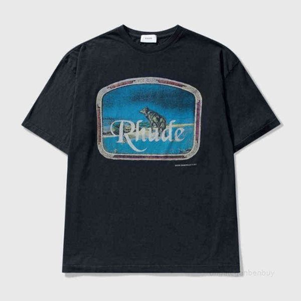 

fashion designer quality t shirt men 1 1 women t-shirt nice washed heavy fabric rhude lone wolf oversized cotton shirts o-neck rg5w, White;black