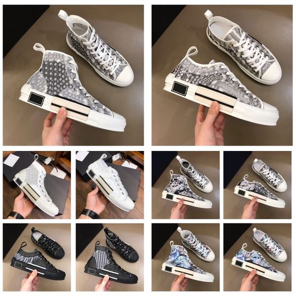 

with box designer b23 shoe 13colour transparent printing luxury high-genuine leather casual shoes b22 canvas man woman fashion sneakers size, Black