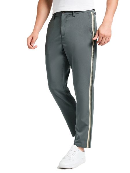 

men contrast striped tape tailored pants a2iq#, Black