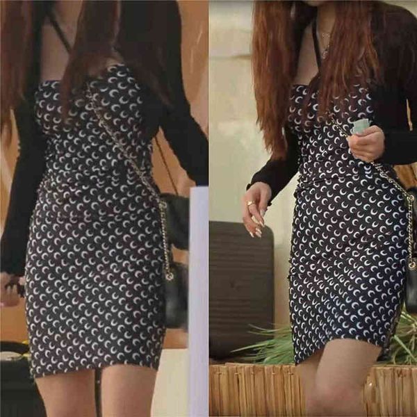 

zia same style moon slip dress summer fashion tube mini skirt black knit cardigan 2 piece set single is hell song zhiya y220413, Black;gray