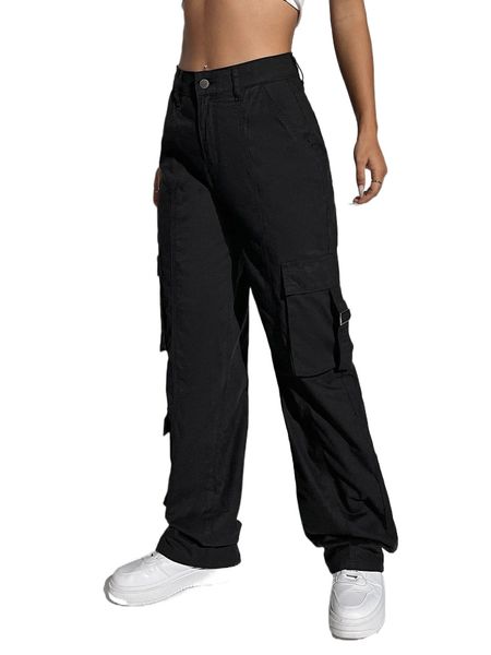 

single button flap pocket cargo jeans f0q0#, Blue