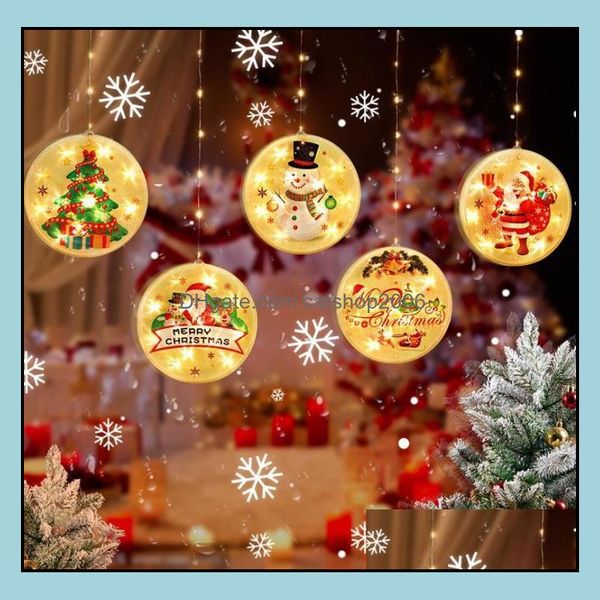 Decorações de Natal Festas Festivas Supplies Home Garden Star Luzes Atmosfera Cortina Janela Decoração Decoração Decoração Dh2tg