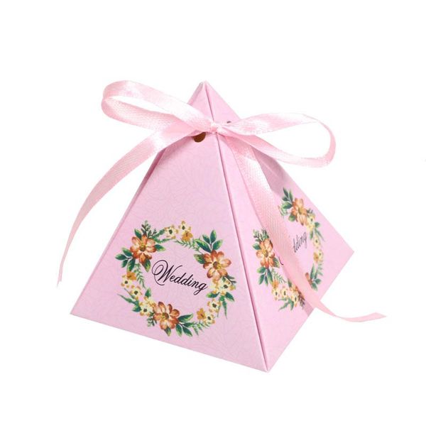 Confezioni regalo 20/50/100 pezzi Scatola di caramelle viola rosso rosa con nastro Bomboniere per bomboniere Regali Confezione di carta DecorazioneGift