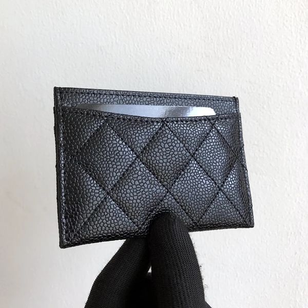 Porta carte di credito in pelle di alta qualità di marca di lusso Modello diamante Portafoglio unisex Portamonete in pelle di pecora caviale Collezione classica2630