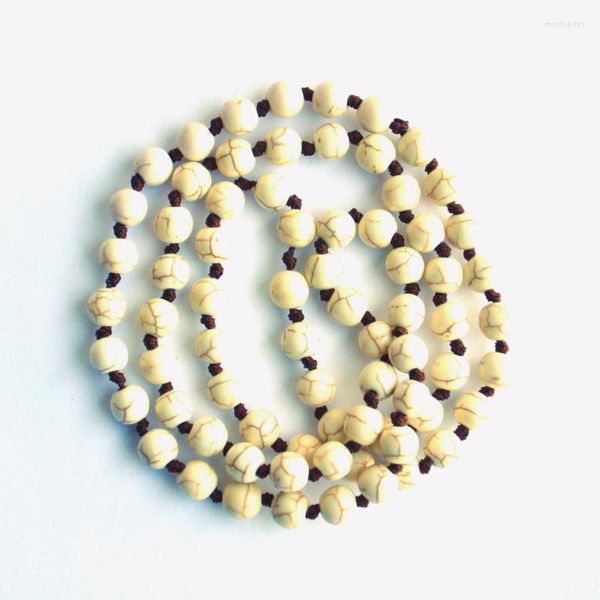 Collana annodata Collane lunghe 20/30/42 pollici 8MM Bianco Howlite Mano Yoga Mala Beads Endless Infinity Catene di perline Morr22