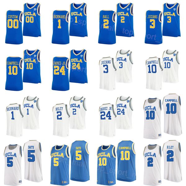 NCAA Basketbol Koleji Ucla Bruins Jersey 3 Johnny Juzang 24 Jaime Jaquez JR 1 Jules Bernard 10 Tyger Campbell 2 Cody Riley 5 Chris Smith Üniversitesi Takımı Mavi Beyaz