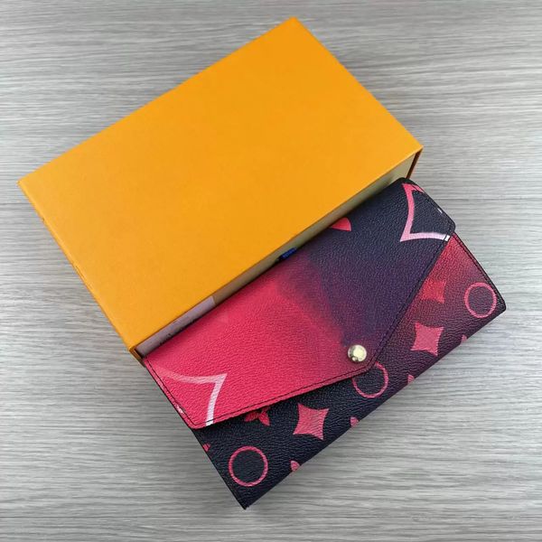 

women sarah long wallets spring in the city gradient handbag classic flower luxurys designers bag ladies travel wallet coin purse with origi, Red;black