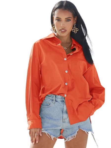 

drop shoulder button front blouse f0oi#, White