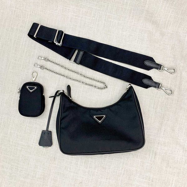

5a re edition 2005 nylon bag luxury skew designer bag women's backpack triple hobo chain wallet black fajit wallet shoulder