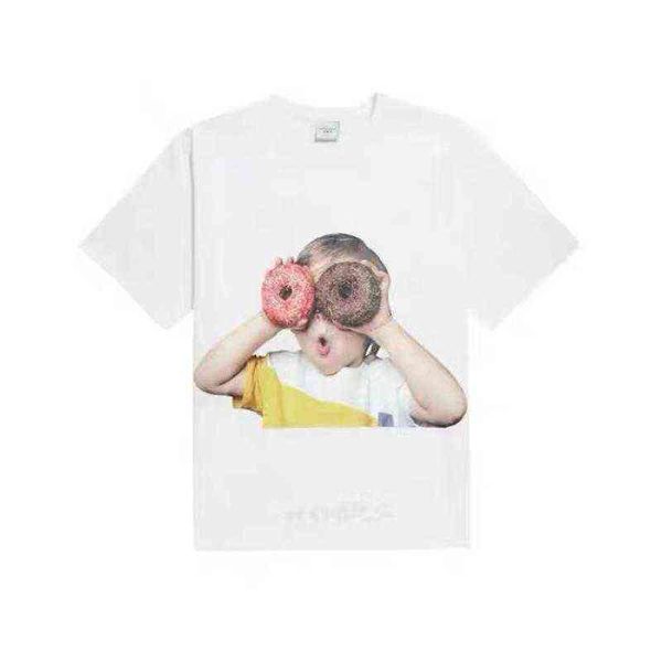 

spot chao brand adlv donut short sleeve printed loose t-shirt men and women lovers half bear summer 2 tshirts brands t-shirt fashion b28, White;black