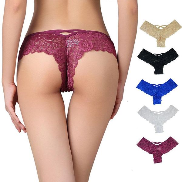 

lace thong panties good elastic underwear women mini g-string g string v back strappy brazilian calcinha 2xl xl-s, Black;pink