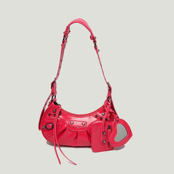 

bag women 2022 classic motorcycle texture small square style handbag armpit rivet semicircle fashion female shoulder handbags