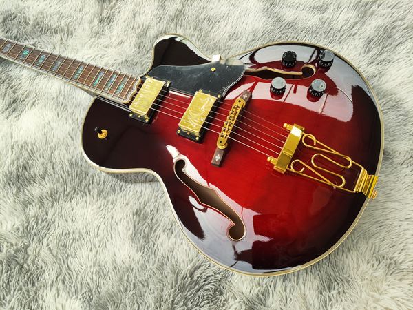 

musoo brand semi-hollow body electric jazz guitar w/gold parts