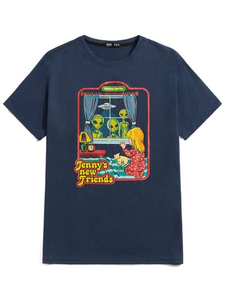 

romwe x stevenrhodes guys letter cartoon graphic tee z1n5#, White;black