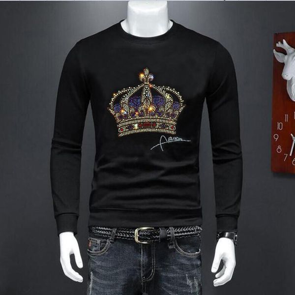 

plus size velvet diamond stone style winter hoodies loose hip-hop streetwear fashion sweatshirt 071, Black