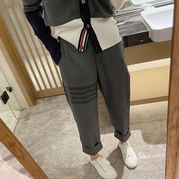 

women's pants & capris designer 22 spring and autumn casual suit pants tb women's 9-point western trousers grey slim straight fash, Black;white