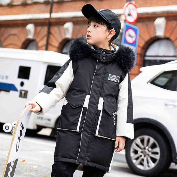 -30 crianças casaco de inverno grossa quente 80% pato branco de casaco de pato menino roupas infantis roupas de parka snowsuth snowsuit 5-12yrs j220718