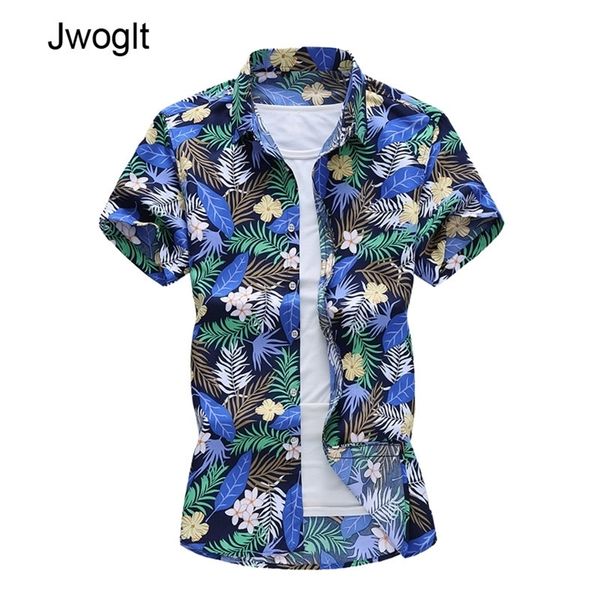 45KG120KG Nueva moda de verano Camisa de manga corta con estampado de plantas tropicales Tallas grandes 5XL 6XL 7XL Camisas hawaianas 210412