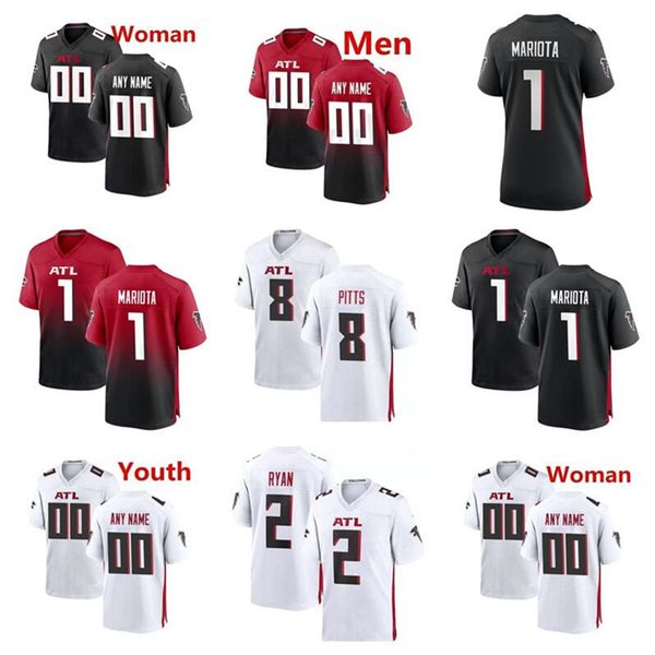 

fans custom atlanta''falcons''mens women kids 1 marcus mariota 8 kyle pitts jersey julio jones grady jarrett calvin&#039, Black