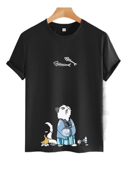 

men cartoon graphic tee f1ho#, White;black