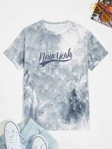 

romwe guys tie dye letter graphic tee 81gw#, White;black