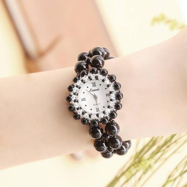 Presente de aniversário do punho Lady Lady Beautiful Black Agate Bracelet Watch Watchwristwatches Fashion Watchwatches de moda feminina à prova d'água