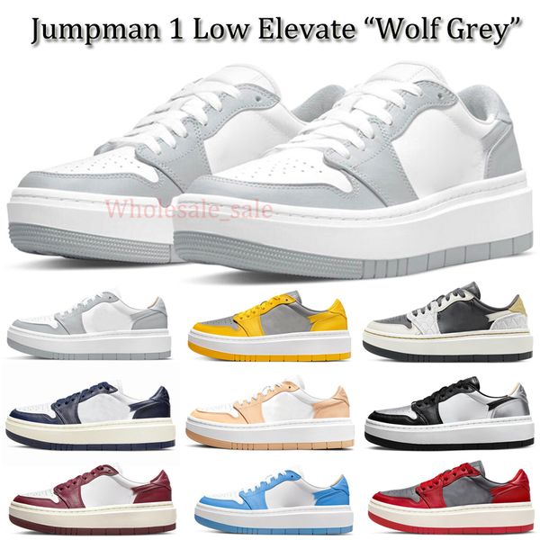 

fashion 1s platform low elevate 1 casual shoes black white university blue se bred team onyx wolf grey varsity maize designer men women spor