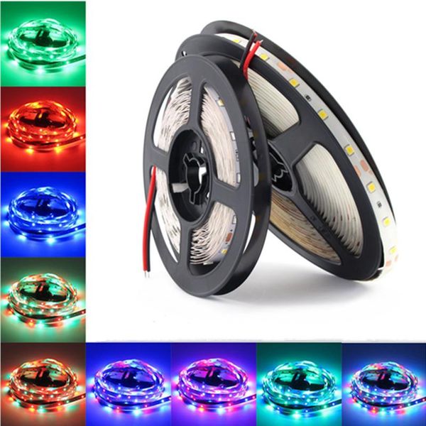 Streifen 12 V Volt Streifen LED-Licht 2835 RGB wasserdicht 0,5–10 m 12 V DC 60 LED/M Bandlampe Diode flexible TV-HintergrundbeleuchtungLED