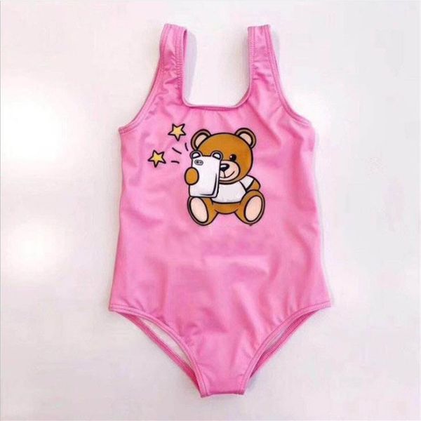 

summer girls cartoon bear one-pieces bikini swimsuit fashion kids toddlers bathing suits baby girl beach swimwear children swimmin211n, Black