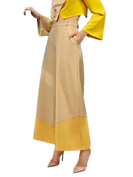 

x maryam zipper back colorblock wide leg pants c8bi#, Black;white