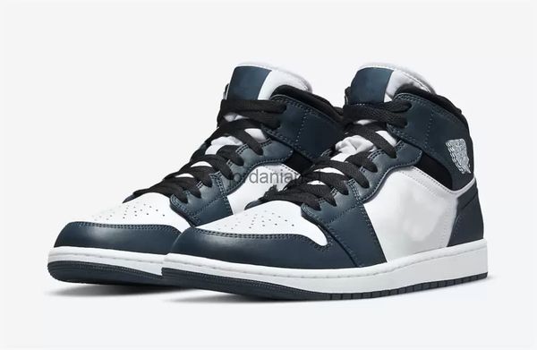 

brand shoes jumpman 1 mid dark teal basketball mens 1s white blue outdoor sneakers sports original, White;red