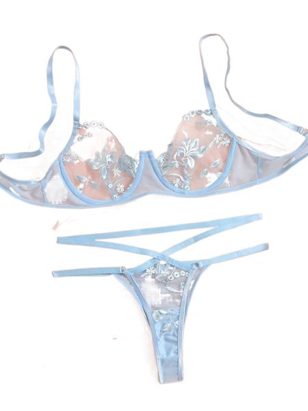 

floral embroidery underwire lingerie set c1wy#, Black;red