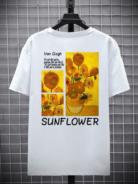 

men floral & slogan graphic tee 92ni#, White;black