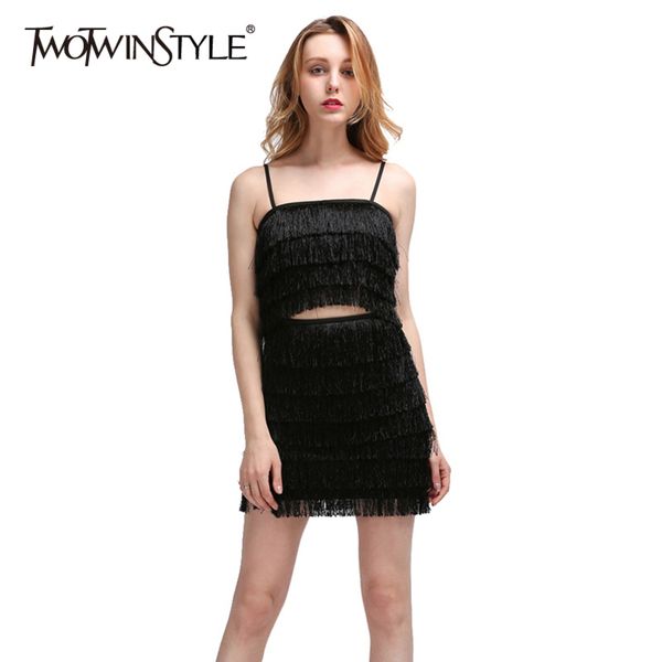 

black party two piece set for women square collar sleeveless tank high waist a line skirt sets female 210423, White