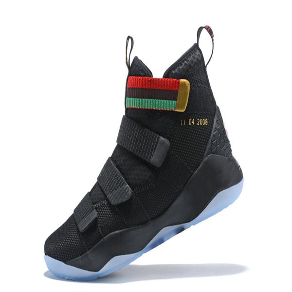 

2019 new famous mens lebrons solier 11s navy blue basketball shoes for soldier sfg 11s bhm big boys trainning sneakers size 7227c, Black