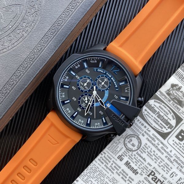 

2022 men luxury watches six stitches series all the dials work mens quartz watch brand rubber strap chronograph clock 52 mm diameter style, Slivery;brown