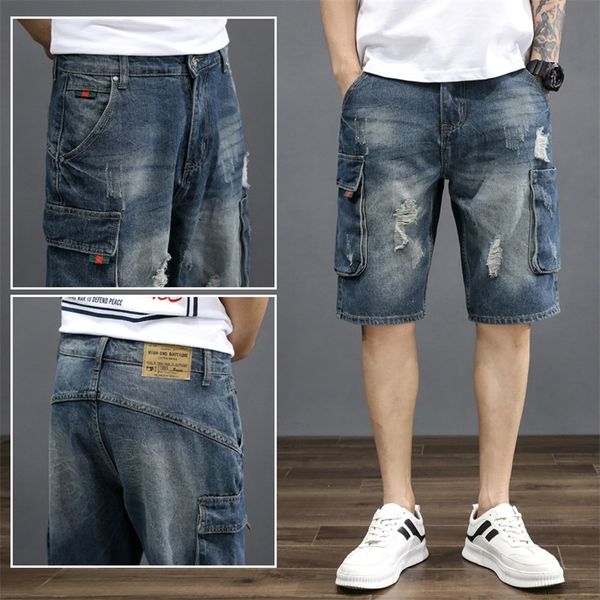 Sommer Streetwear Cargo Denim Shorts Herrenmode Marke Retro Multi-Pocket Kurze Hosen Casual Trend Männer Kurze Jeans masculino 220627