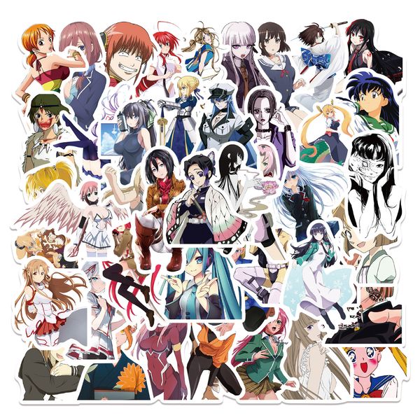 

50pcs mixed anime girls waterproof stickers decal wall lapphone pc case