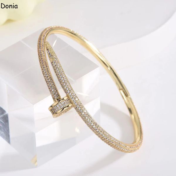 

donia jewelry luxury bangle exaggerated full diamond nails titanium steel micro-inlaid zircon european and american fashion designers with b, Black