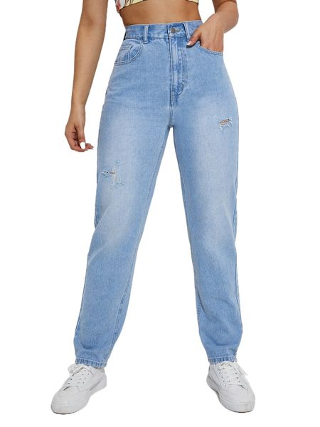 

ripped slant pocket button front jeans t2iy#, Blue