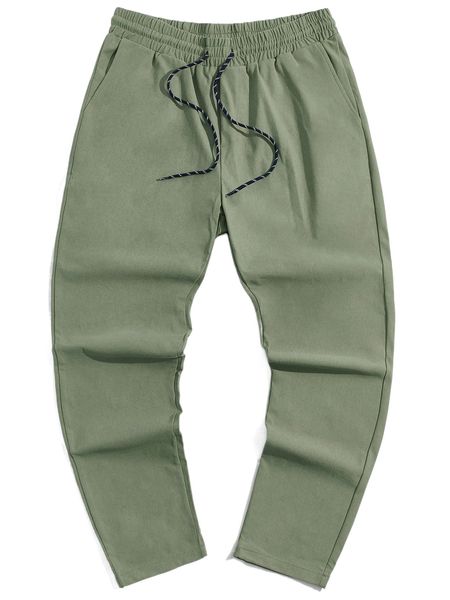 

men drawstring waist pants q1z5#, Black