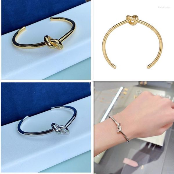 Bangle Europese en Amerikaanse stijl Eenvoudige geknoopte liefde Open armband Heren Dames Modetrend Merk Lover Gift Trum22