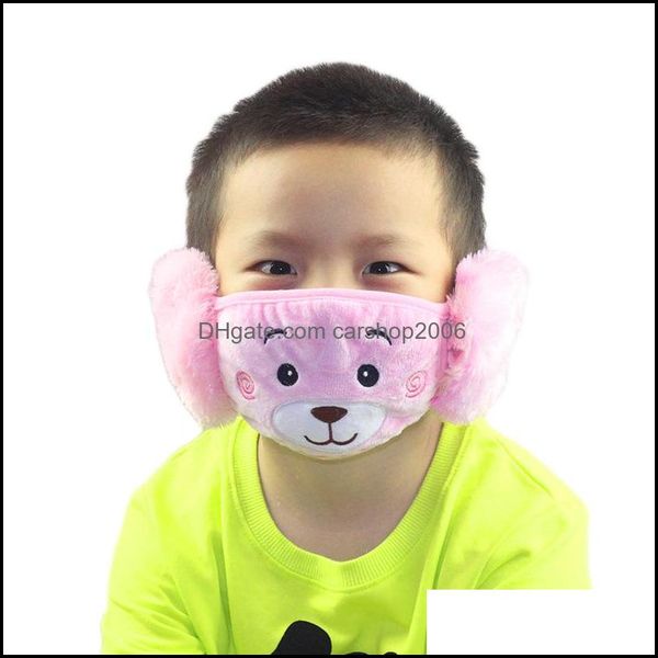 Designer-Masken Housekee Organization Home Garden 2021 Kinder Niedliche Ohrschutz-Mundmaske Tiere Bär Design 2 in 1 Kind Wintergesicht Chi