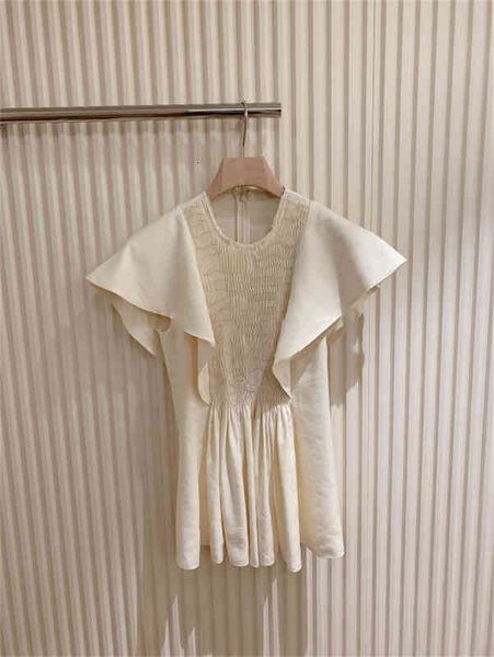 

women's t-shirt ruffle light comfortable solid t-shirt niche summer casual fresh sweet top, White